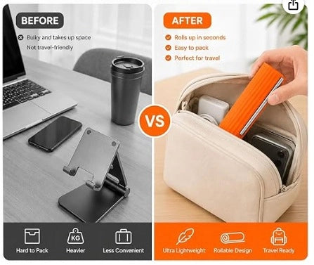 Portable Foldable Silicone Aluminum Phone Holder 2026 Flexible Phone Stand for Desk & Travel, Adjustable Non-Slip Universal Phone & Tablet Holder for Home, Kitchen, Office, Treadmill